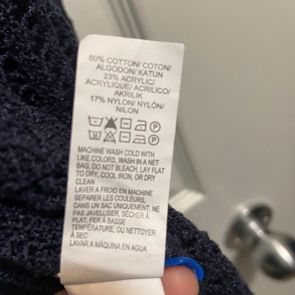 Lucky Brand Open Stitch Navy Blue Cardigan Size Medium - Picture 4 of 8